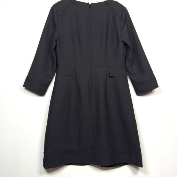 Banana Republic Little Black Dress 3/4 Sleeve Crew Neck Laser Cut Detailing SZ 6 - Picture 3 of 15